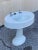 Victorian Antique Victorian White Cast Iron Porcelain Enamel Pedestal Bathroom Sink For Sale - Image 3 of 12