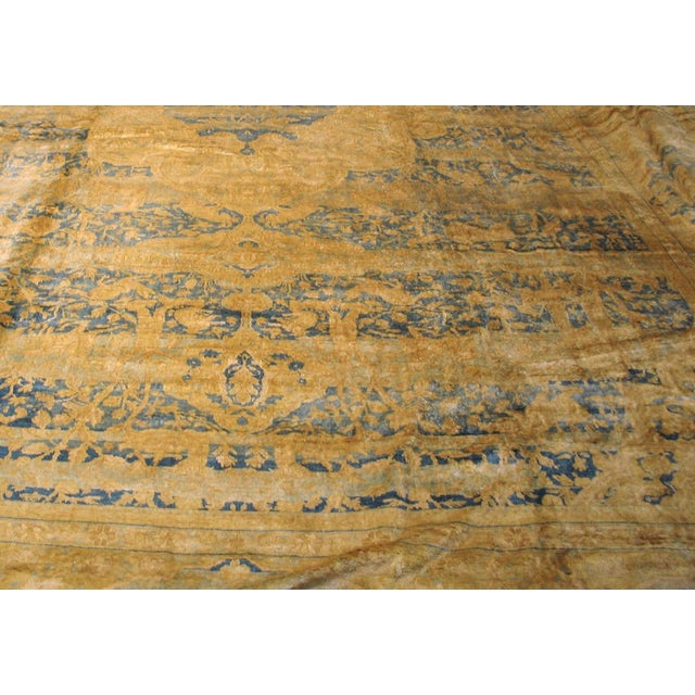 Indian 1920s Blue Navy Medallion Antique Indian Lahore Rug 14' X 23' Handknotted Wool Carpet For Sale - Image 3 of 4