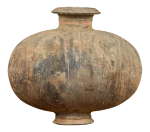 Han Dynasty Earthenware Cocoon Jar with Painted Decor, circa 206 BC-220 AD