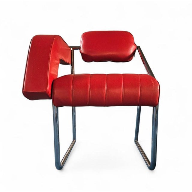 Red Leather Chairs by Eileen Gray for Alivar, Set of 2 For Sale - Image 5 of 18