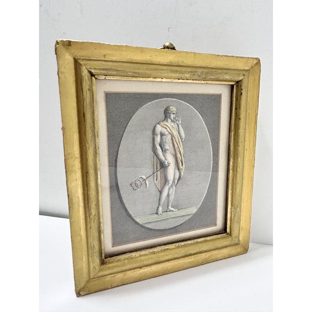 1940s Neoclassical Mercury (Hermes) & Goddess Style Prints, Gilt Frames, Classical Greek Roman Wall Art - a Pair For Sale - Image 12 of 12