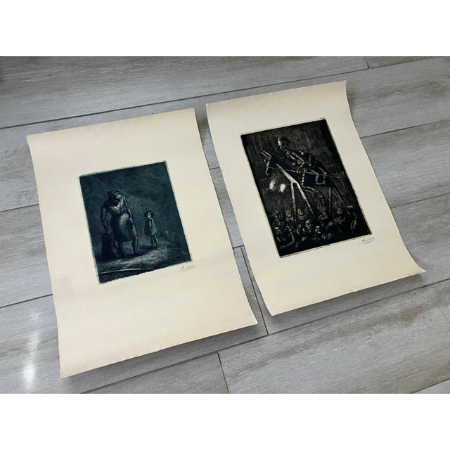 This is a very interesting pair of Original Etchings by listed Spanish artist, Manuel Lahoz Valle. Each piece is signed by...