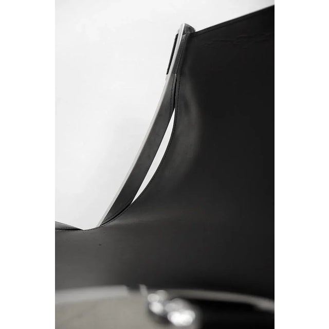 Metal Vintage Italian Minimalist Leather Chair, 1980s For Sale - Image 7 of 18