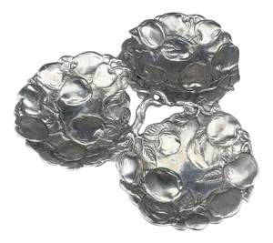 Faux Bois Cast Aluminum Silver Apple Design Condiment Platter by Arthur Court