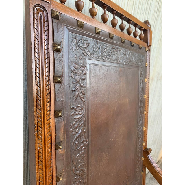 Wood Louis XVI Style Italian Carved Walnut Armchairs - a Pair For Sale - Image 7 of 10