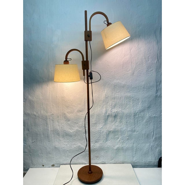 Wood Double Arc Lamp in Teak from Domus, 1970s For Sale - Image 7 of 13
