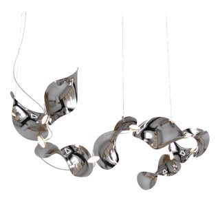 Dune 8 Curve Pendant Light with Silver Polished Shades by Daniel Becker For Sale