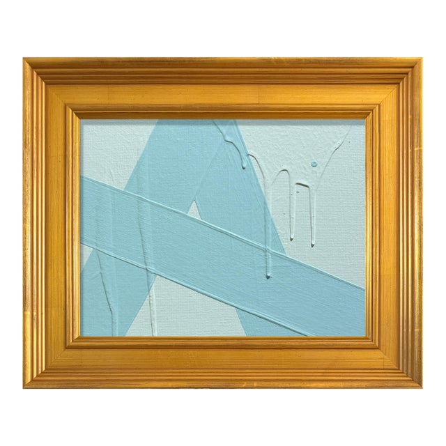 Ron Giusti Mini Abstract Powder Blue Light Blue Acrylic Painting For Sale