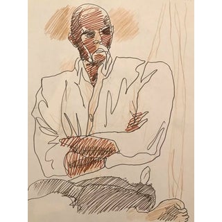 1980s Portrait of a Man Drawing by James Bone For Sale