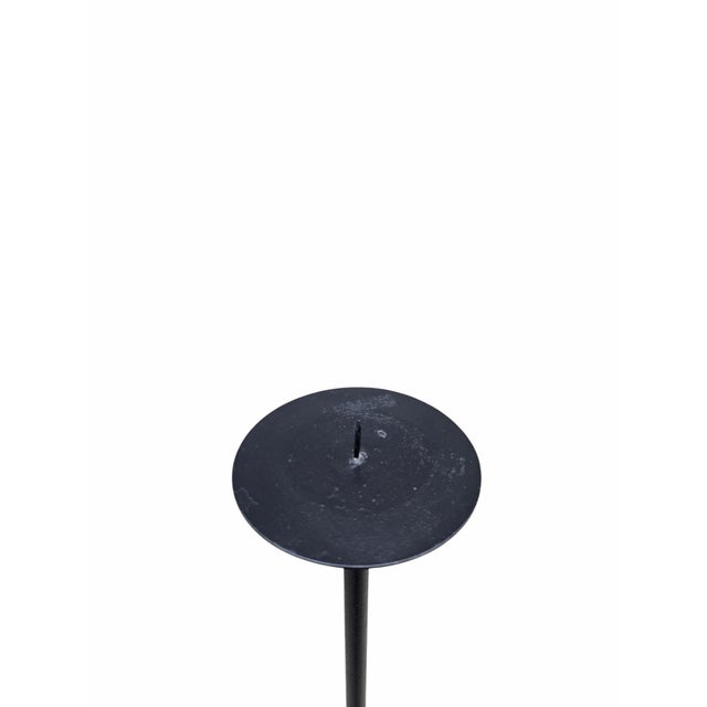 Vintage Black Iron Nail-Top Candle Stands – Set of 3 For Sale - Image 11 of 11
