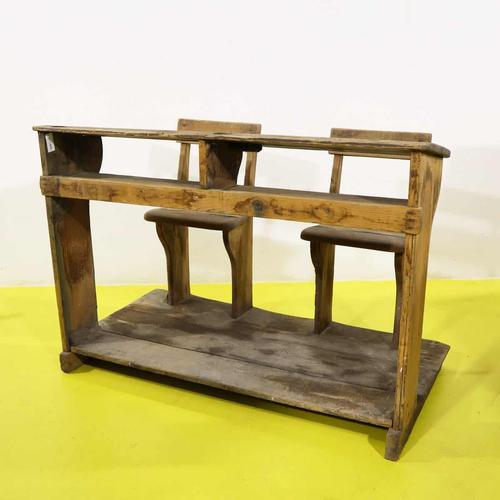 Double Wooden School Desk with Integrated Seats For Sale - Image 11 of 11