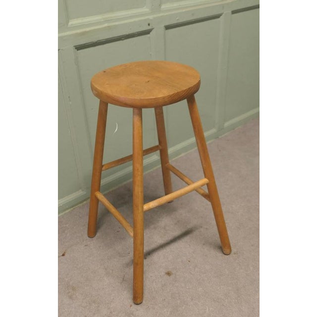Tall Beech and Elm Farmhouse Kitchen Stools, 1960, Set of 2 For Sale - Image 6 of 7