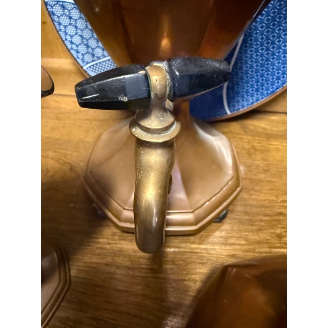 1930s Beautiful Art Deco Copper Percolator, Creamer and Sugar Set For Sale - Image 9 of 12