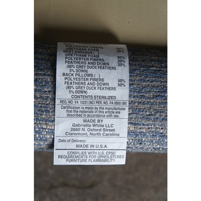 Late 20th Century Late 20th Century Gabriella White Bev Upholstered Modern Blue Slope Arm Library Chair and a Half For Sale - Image 5 of 11