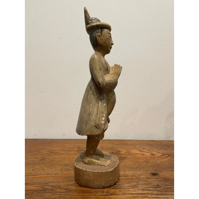 Antique Hand-Carved Wooden Figurine For Sale In Los Angeles - Image 6 of 11