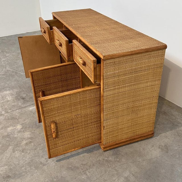 Vintage Rattan and Bamboo Sideboard, 1970s For Sale - Image 4 of 14