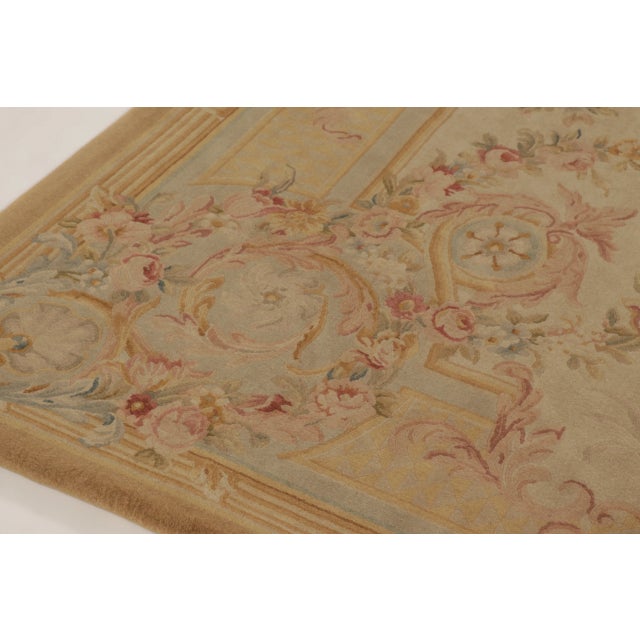 Traditional Antique French Aubusson Rug in Gold With Pastel Floral Medallions - Rug & Kilim For Sale - Image 3 of 10