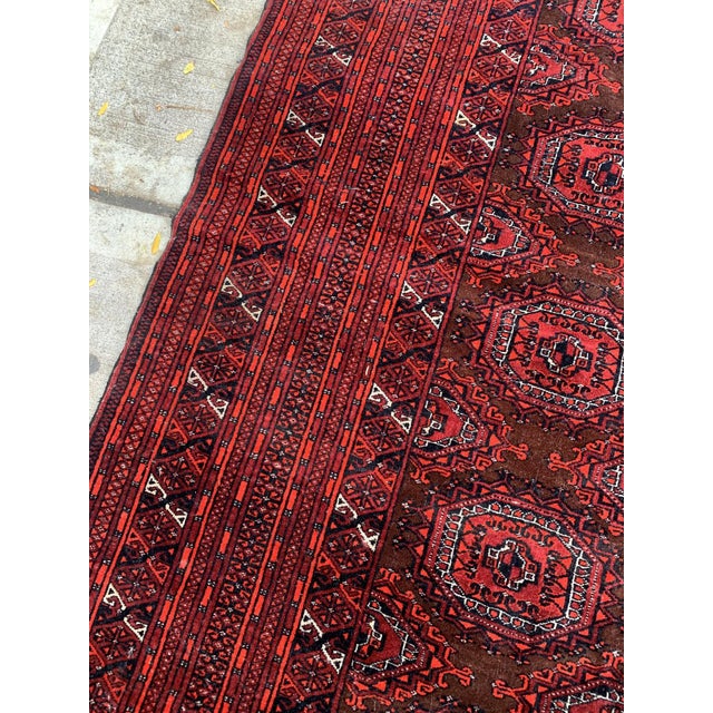 1960s, Handmade Vintage Uzbek Bukhara Rug 4.5' X 5.10' For Sale In New York - Image 6 of 8