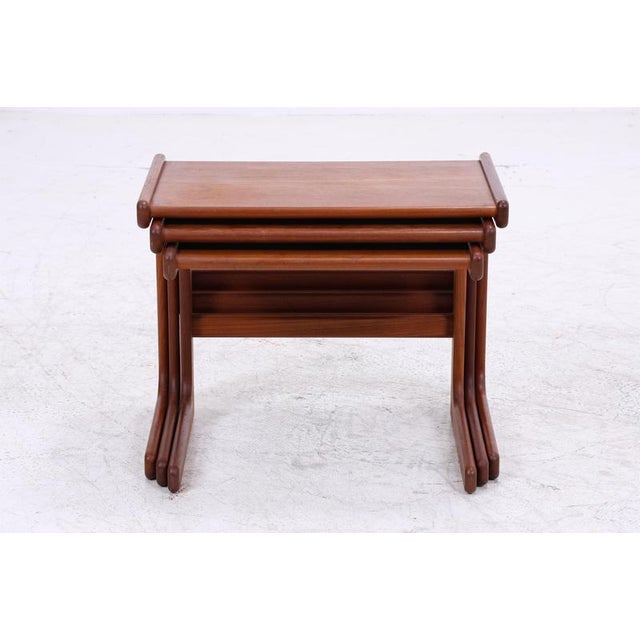 Wood Mid-Century Danish Teak Nesting Tables, Set of 3 For Sale - Image 7 of 12
