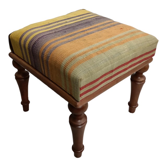 Handmade Kilim Upholstered Footstool Chairish