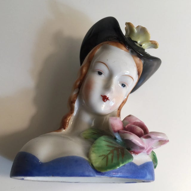 Ceramic Victorian Lady Head Floral Bust For Sale - Image 7 of 7
