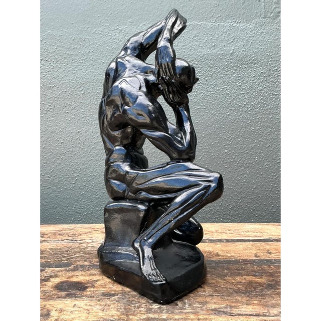 Black Vintage Plaster Flayed Man Expressionist Sculpture For Sale - Image 8 of 12