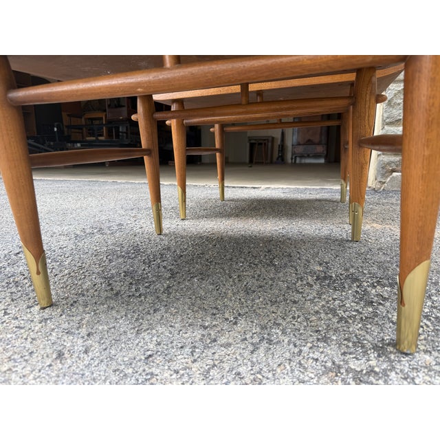 1950s Lane Altavista Copenhagen Mid Century Modern Two Tier Walnut End Tables For Sale - Image 6 of 10