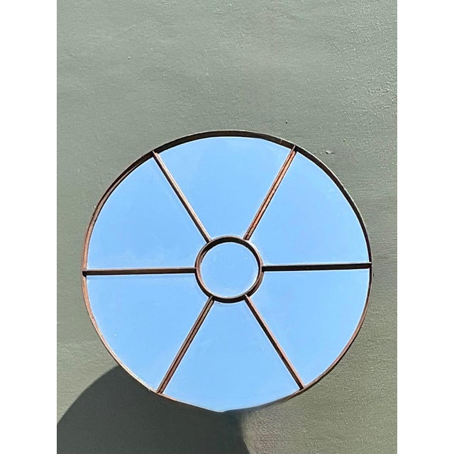 Sienna Vintage Wrought Iron Round Windowpane Mirror For Sale - Image 8 of 12
