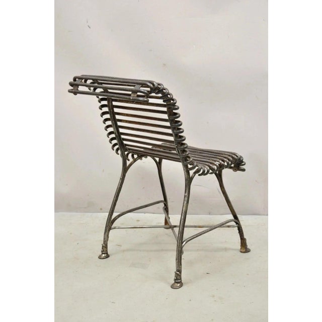 Antique Sauveur Arras French Wrought Cast Iron Spine Scrolling Garden Side Chair For Sale - Image 10 of 12