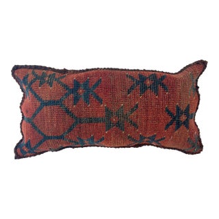 Pillow W/Antique Rug Fragment , 9" X 17" For Sale