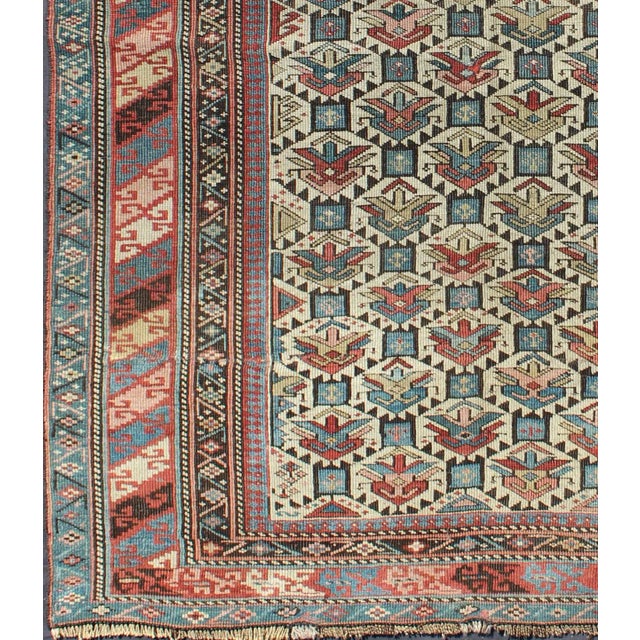 Traditional Late 19th Century Antique Caucasian Fine Shirvan Rug in Ivory Background & Multi Colors For Sale - Image 3 of 6