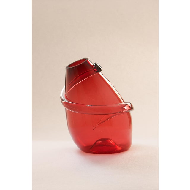 Drop Big Spiral Vase in Red Glass, 1990s For Sale - Image 3 of 6