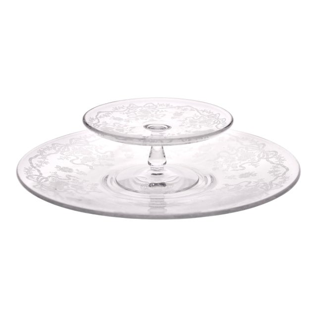 Early 20th Century Fostoria Etched Glass Serveware - 2 PCS For Sale
