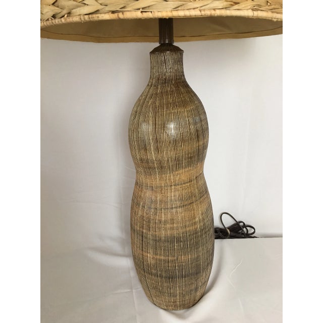 1960s Organic Free Form Pottery Table Lamp For Sale - Image 4 of 10