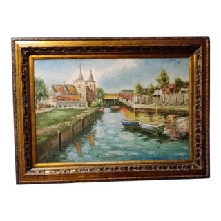 1950s J. Dbens MidCentury Impressionist Painting For Sale