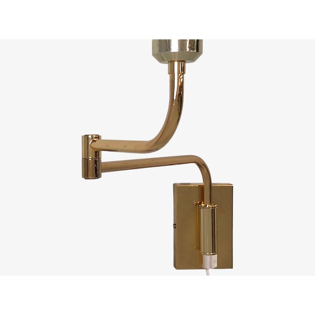 1980s Mid-Century Modern Fagerhults, Articulating Wall Light, Brass, Fabric For Sale - Image 10 of 14