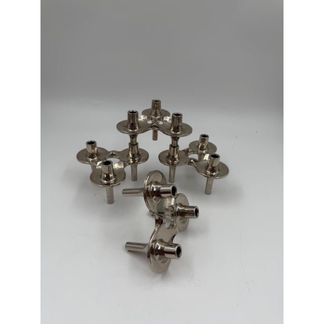 Mid-Century Modern Silver-Plated Taper Holders by Stoff for BMF, West Germany, 1950s, Set of 4 For Sale - Image 13 of 14