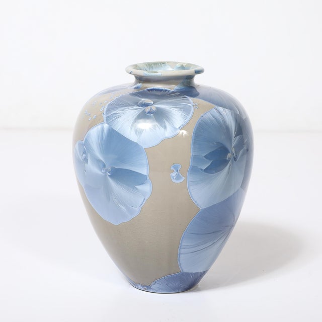 Mid-Century Hand-Thrown Porcelain Crystalline Glaze Ceramic Vase by Sid Oakley For Sale - Image 10 of 15