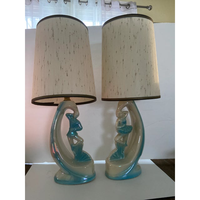 Mid 20th Century Ballerina Ceramic Boudoir Lamp - a Pair For Sale - Image 12 of 12