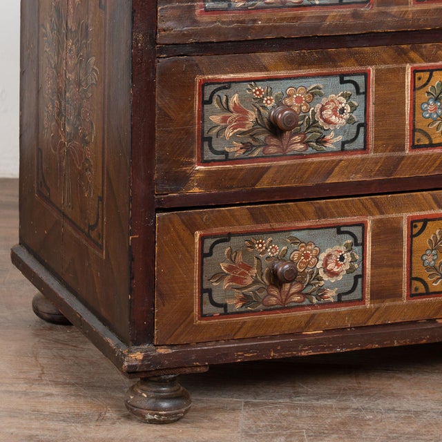 19th Century Original Hand Painted Large Chest of Three Drawers For Sale - Image 15 of 18