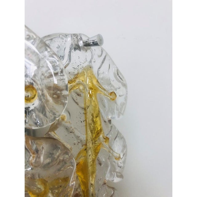 Goldenrod Mid-Century Modern Italian Murano Leaf Glass Wall Sconces from Mazzega, 1970s, Set of 6 For Sale - Image 8 of 15