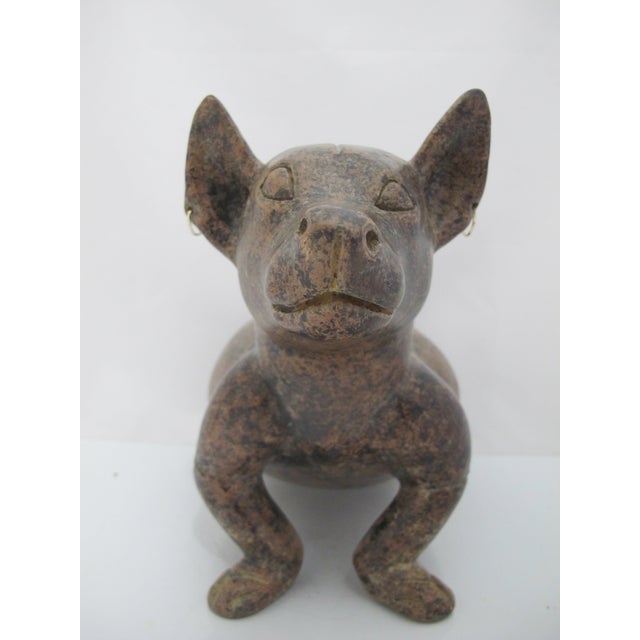 Large Colima Mexican Pottery Reproduction Plump Dog Statue With Earrings For Sale - Image 12 of 12