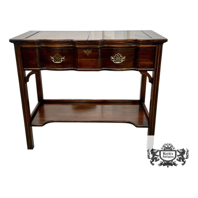 Harden Cherry Server Console Table Flip Top Vintage Chippendale Bar Buffet Shelf For Sale