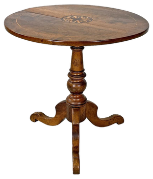 Italian Wooden Dining Table with Floral Damask Decoration, 1850s