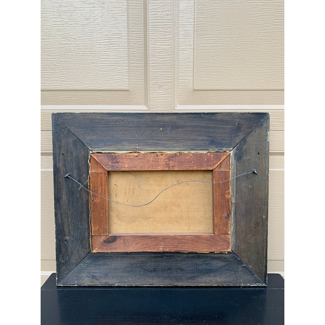 Antique Hand Painted Framed Oil on Canvas Ladies in a Landscape Painting For Sale - Image 16 of 16