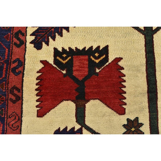 Ivory Zanjan Rug 3'6'' X 5'1'' Ivory Wool Vintage Tribal Hand-Knotted Oriental Carpet For Sale - Image 8 of 13