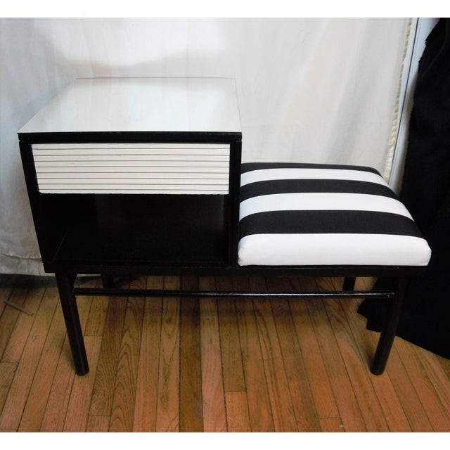 1950s French Raymond Loewy for Mengel Ebonized Telephone Stand For Sale - Image 13 of 13