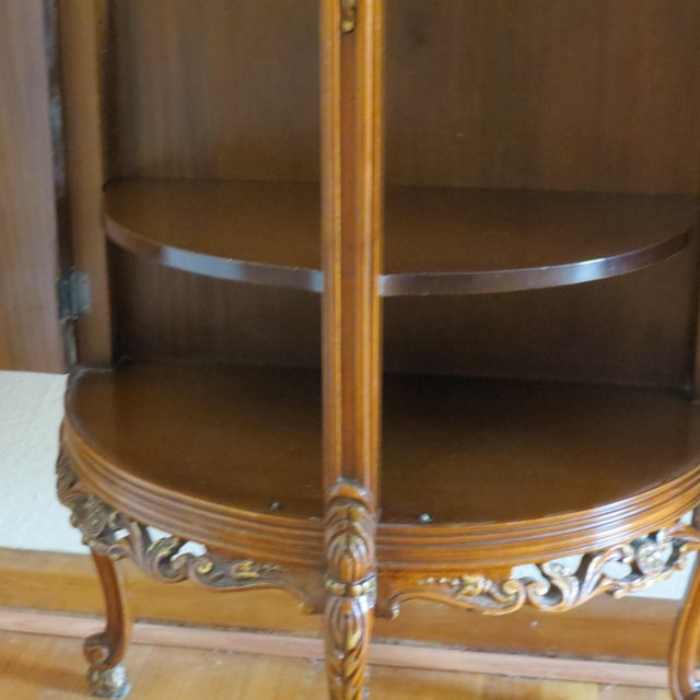 1920s Demi-Lune Commode, Marquetry, Two Doors, Two Shelves, Glass Top For Sale - Image 12 of 12