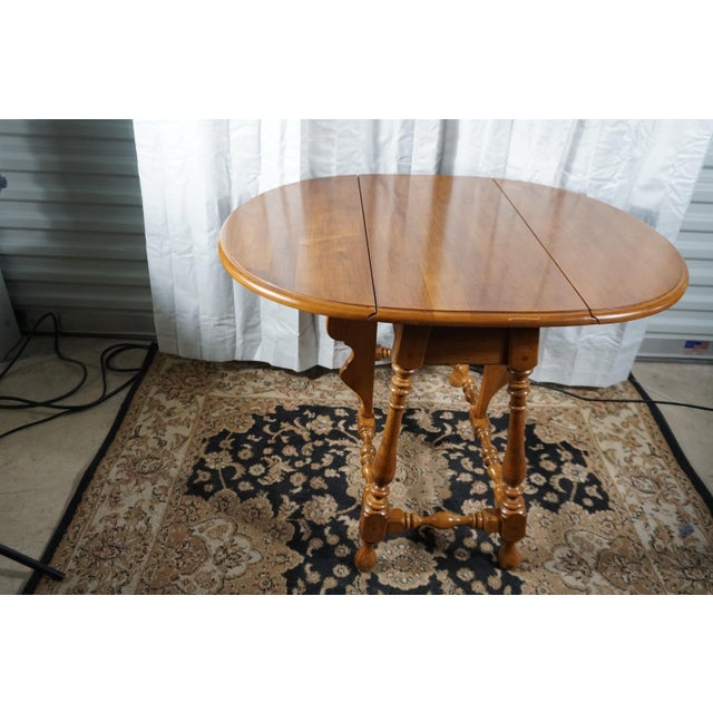 Vintage Ethan Allen Oval Drop-Leaf Side Table For Sale - Image 10 of 12