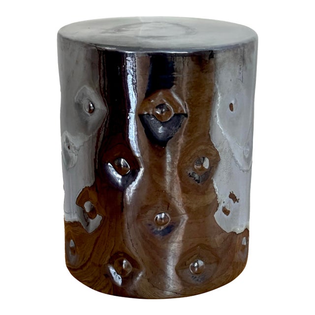 1990s Chinese Trompe-l'Oeil Tufted Terracotta Garden Stool For Sale